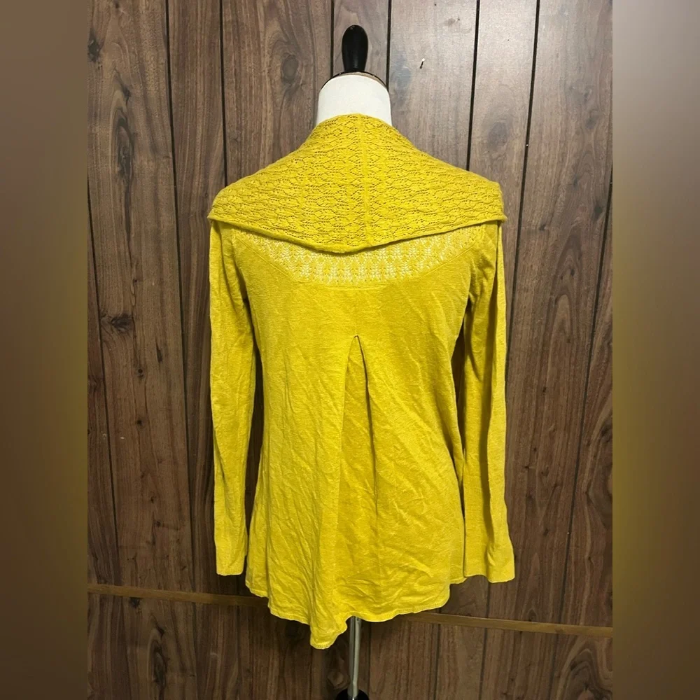 Anthropologie ANGEL OF THE NORTH Yellow Linen Blend Open Knit Cardigan Size M